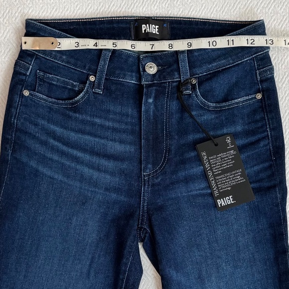 NWT Paige Hoxton Slim Straight Leg High Rise Jeans Monarch Blue Size 24 L34" - Picture 7 of 12